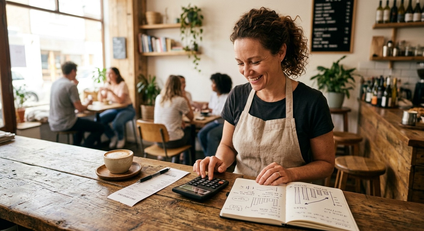 A small business owner reviewing customer spending data