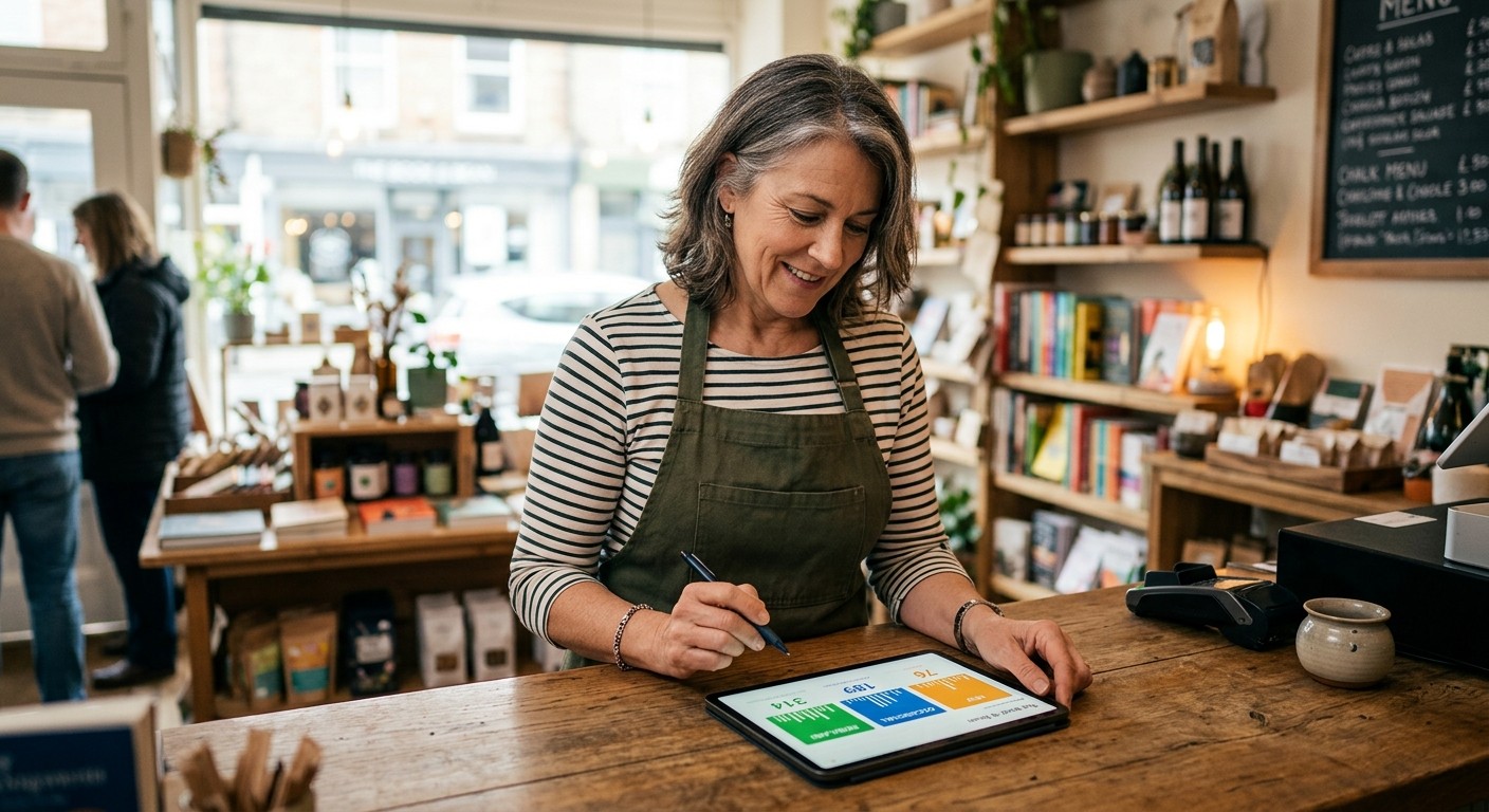 A business owner tracking customer segments on a dashboard