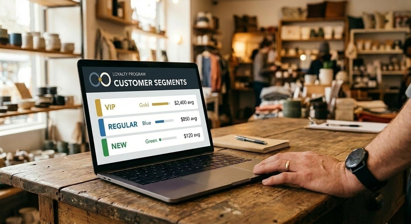 A loyalty dashboard showing customer segments by value